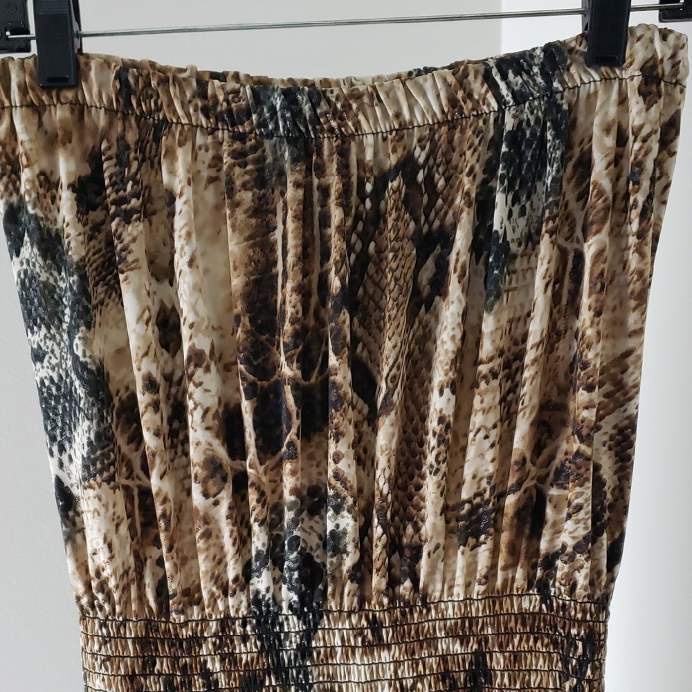 Andree Brown Tan Smocked Pencil Jumpsuit